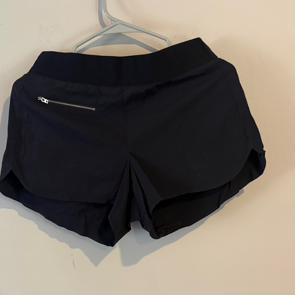 Athleta Black Layered Athletic Shorts with Zip Pocket